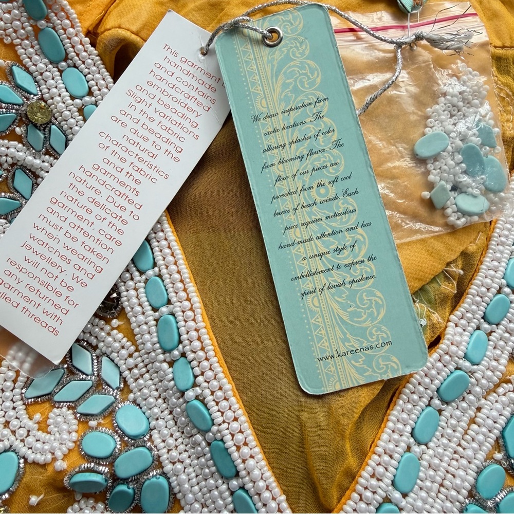 Kareena’s Beaded Tunic Yellow Long Sleeve Coverup Size Medium - Picture 11 of 11